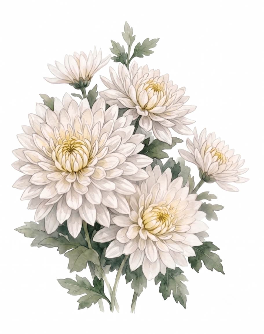 흰 국화 그림